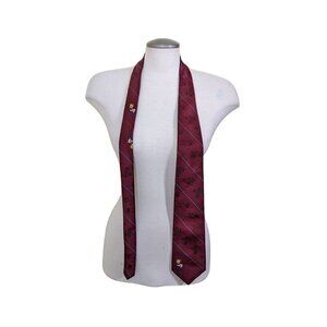 Vintage Vittorio Retired Novelty Burgundy Mens Neck Tie Necktie Fishing Golfing